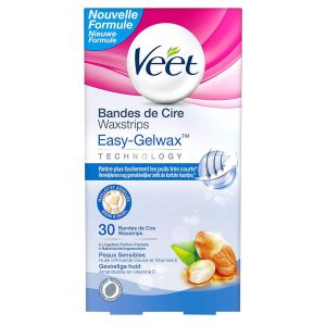 Veet - Bandes de cire froide peaux sensibles - 30 bandes