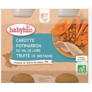 Babybio - Carotte, Potimarron Truite de Bretagne dès 8 mois - 2x200g