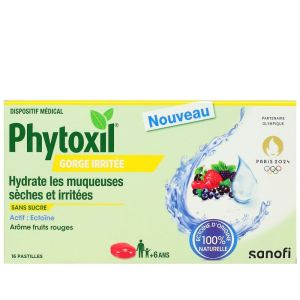 Sanofi - Phytoxil gorge irritée sans sucre goût fruits rouges - 16 pastilles