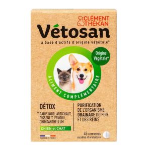 CLEMENT THEKAN - Vetosan Détox chien et chat + 45 comprimés