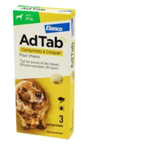 Elanco - adtab Antiparasitaire Interne Chien de +11 à 22kg + 3 Comprimés à Croquer