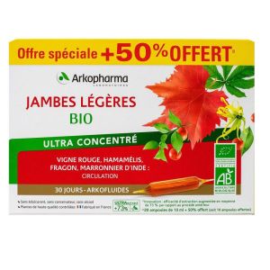 Arkopharma - Arkofluides Jambes Légères Bio - 20 Ampoules + 10 offertes