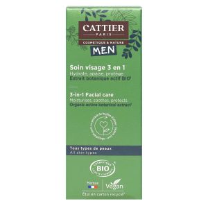 Cattier - Men Soin Visage 3en1 Bio - 50 ml