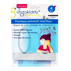 Orgakiddy - Élastique préventif anti-poux - 4 pièces