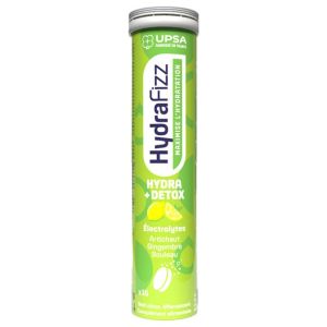 UPSA - Hydrafizz Hydra+Détox - 16 Comprimés Effervescents Goût citron