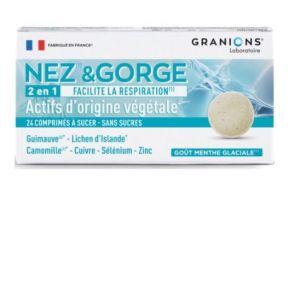 Granions - Nez et gorge 2en1 goût menthe glaciale - 24 comprimés