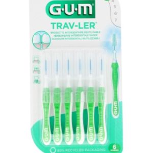 Gum -Trav-Ler Brossettes Interdentaires Réutilisables Taille 1,1mm - 6 brossettes