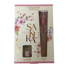 Collines de Provence- Coffret eau fraîche fleur de Sakura+ éventail- 50ml