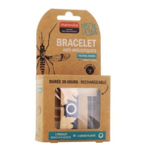 Manouka - Bracelet anti-moustiques toutes zones végétal + recharge de 6ml