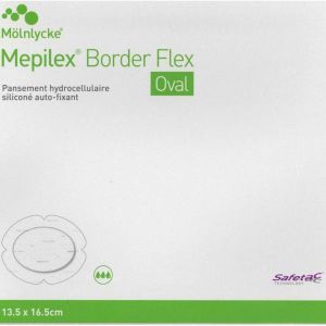 MEPILEX BORDER Flex Oval 7.5 x 9.5 cm - Pansement Hydrocellulaire Morpho Adaptable - Bte/16