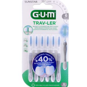 Gum -Trav-Ler Brossettes Interdentaires Réutilisables Taille: 2,0mm - 6 brossettes