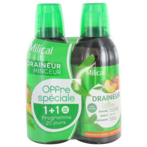 Milical - Draineur Minceur Pèche - 2x500ml