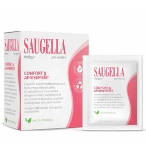Saugella - Lingettes intimes confort et apaisement - 10 sachets