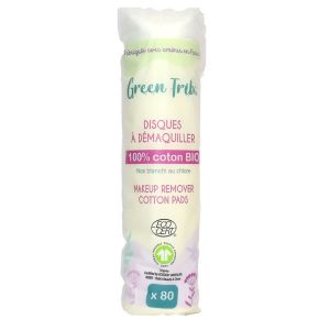 Green Tribu - Disques à démaquiller 100% coton bio - 80 unités