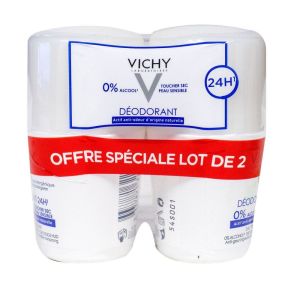 Vichy - Déodorant à bille 24h peau sensible sans sels d'aluminium - 2x50ml