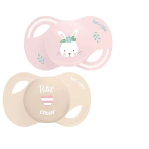 Luc et Léa - Duo de sucettes anatomiques extra-fines – Lapin et Petit Coeur -  2 unités