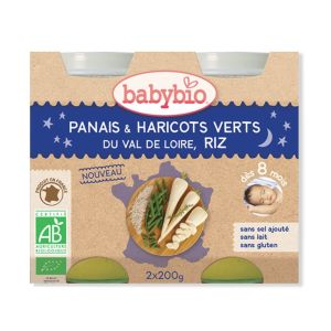 Babybio - Panais, Haricots verts de Vendée, Riz - dès 8 mois - 2x200g