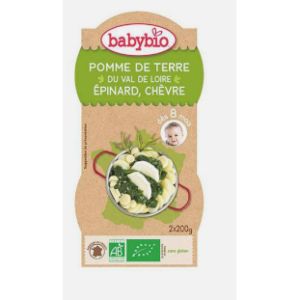 Babybio - Pomme de terre du Val de Loire, Épinard, chèvre - dès 8 mois - 2x200g