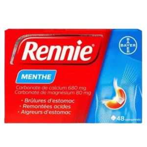 Bayer - Rennie Pastilles brulures d'estomac menthe - 48 pastilles