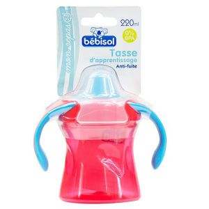 Bébisol - Tasse d'apprentissage anti-fuite - 220ml - Rose