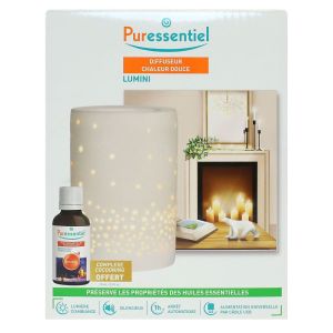 Puressentiel - Diffuseur Lumini  - 1 diffuseur à chaleur douce + huile essentiel cocooning 10ml