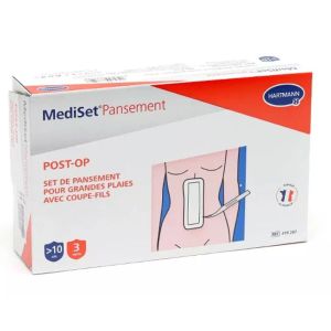 Hartmann - Mediset Pansement  Post-Op Grandes Plaies avec coupes-fils - 3 pansements