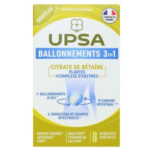 Upsa - Ballonements 3en1 citrate de bétaine - 40 gélules