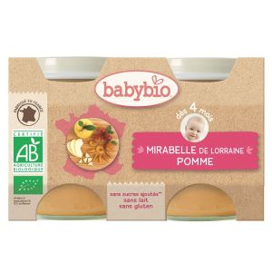 Babybio - Mirabelle de Lorraine Pomme - dès 4 mois - 2x130g