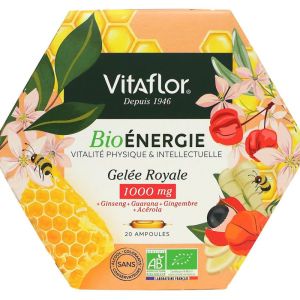 Vitaflor - Gelée royale bio 1000 mg énergie + - 20 ampoules
