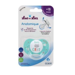 Luc & Léa - Sucette anatomique en silicone +18mois - 1 tétine petit chat