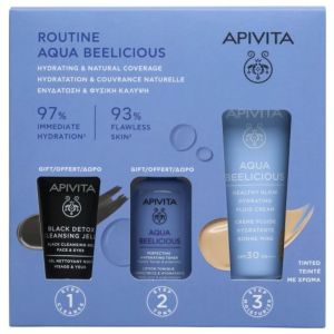 Apivita - Aqua Beelicious crème teinté + lotion hydratante + gel nettoyant - 40+50+15ml