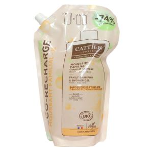 Cattier - Gel moussant familial Corps & Cheveux - Eco-recharge 1L