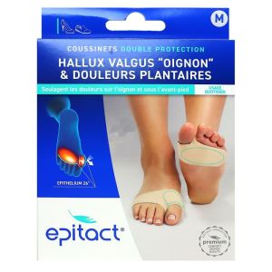 Epitact  - Coussinets double protection Hallux Valgus oignon & douleurs plantaires Taille L
