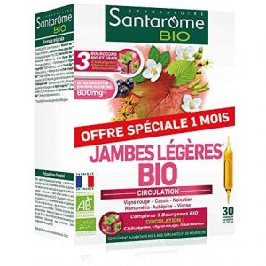 Santarome Bio - Jambes légères Bio - 30 ampoules buvables