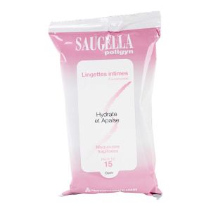 Saugella - Poligyn lingettes intimes nettoyantes - Pack de 15
