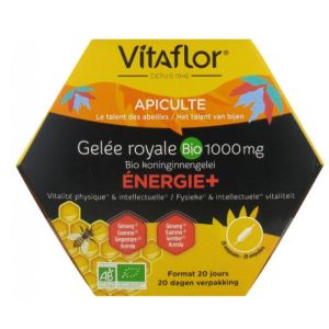 Vitaflor - Gelée royale bio 1000 mg énergie + - 20 ampoules