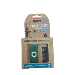 Manouka - Bracelet anti-moustiques toutes zones vert + recharge de 6ml