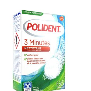 Polident - 3 minutes nettoyant - 66 comprimés