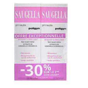 Saugella - Lot de 2 Poligyn soin lavant intime Apaisant et émollient - 2x250ml