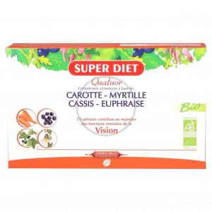 Superdiet - Quatuor Carotte Myrtille Cassis Euphraise - 20 ampoules 15 ml