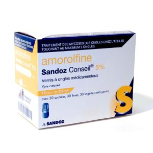 Amorolfine Sandoz Conseil 5% vernis médicamenteux - 2,5 ml