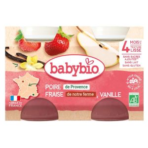 Babybio - Poire Fraise Vanille - 2X130g