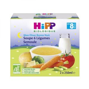 HiPP - Soupe 6 légumes semoules - 2 x 250 ml - dès 8 mois