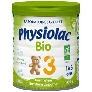 Physiolac -  Lait en poudre bio 3ème âge Goût nature - 800g