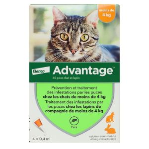 Advantage chat et lapin de moins de 4kg - 4 pipettes