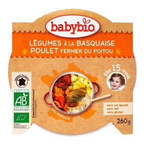Babybio - Légumes à la Basquaise Poulet fermier du Poitou - dès 15 mois - 260g