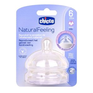 Chicco - Tétine NaturalFeeling 6 mois et plus flux rapide - 2 tétines