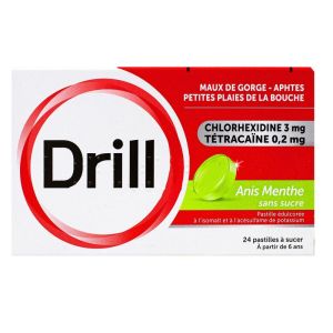 Drill - Anis Menthe sans sucre - 24 pastilles à sucer