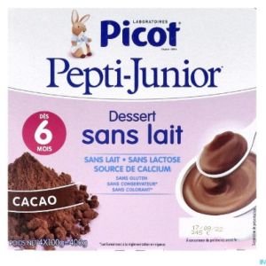 Picot - pepti-junior - dessert sans lait - cacao - 4x100g