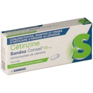 Cétirizine 10 mg Sandoz Conseil - 7 comprimés